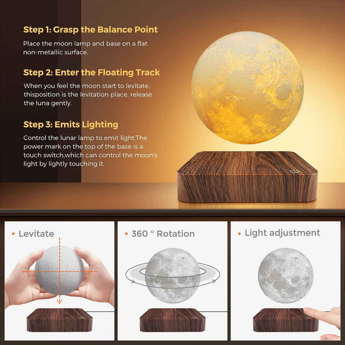 Levitating Moon Night Light